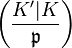 \left(\frac{K^\prime\vert K}{\mathfrak{p}}\right)