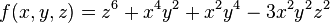 f(x,y,z)=z^6+x^4y^2+x^2y^4-3x^2y^2z^2 \, 