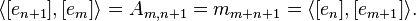 \langle [e_{n+1}], [e_m] \rangle = A_{m,n+1} = m_{m+n+1} = \langle [e_n], [e_{m+1}]\rangle.