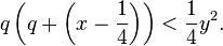  q \left(q + \left(x - \frac{1}{4}\right)\right) < \frac{1}{4}y^2. 