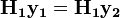 \mathbf{H_1}\mathbf{y_1} = \mathbf{H_1}\mathbf{y_2}