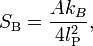 S_{\rm B} = \frac{A k_B}{4 l_{\rm P}^2},