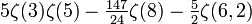 5\zeta(3)\zeta(5)-\tfrac{147}{24}\zeta(8)-\tfrac{5}{2}\zeta(6,2)