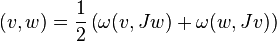 (v, w) = \frac{1}{2}\left(\omega(v, Jw) + \omega(w, Jv)\right)