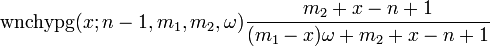 \operatorname{wnchypg}(x;n-1,m_1,m_2,\omega) \frac{m_2+x-n+1}{(m_1-x)\omega+m_2+x-n+1}