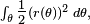 \scriptstyle \int_\theta \tfrac{1}{2} (r(\theta))^2\,d\theta,