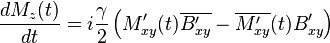 \frac {d M_z(t)} {d t} = i \frac{\gamma}{2} \left ( M'_{xy} (t) \overline{B'_{xy}} - 
\overline {M'_{xy}} (t) B'_{xy} \right )
