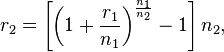 r_2=\left[\left(1+\frac{r_1}{n_1}\right)^\frac{n_1}{n_2}-1\right]{n_2},