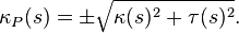 \kappa_P(s) = \pm\sqrt{\kappa(s)^2+\tau(s)^2}.