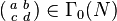  \left( \begin{smallmatrix} a & b \\ c & d \end{smallmatrix}  \right)\in \Gamma_0(N)