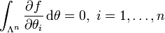 \int_{\Lambda^n}\frac{\partial f}{\partial\theta_{i}}\,\mathrm{d}\theta=0,\ i=1,\dots,n