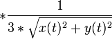 *\frac{1}{3*\sqrt{x(t)^2+y(t)^2}}