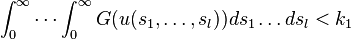 \int_0^\infty \cdots \int_0^\infty G(u(s_1, \ldots, s_l)) ds_1 \ldots ds_l < k_1