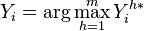  Y_i = \arg\max_{h=1}^m Y_i^{h\ast}