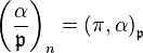 \left(\frac{\alpha}{\mathfrak{p} }\right)_n = \left({\pi, \alpha}\right)_{\mathfrak{p}} 