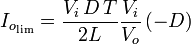 I_{o_{\text{lim}}}=\frac{V_i\, D\, T}{2L}\frac{V_i}{V_o}\left(-D\right)