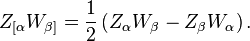 Z_{[\alpha}W_{\beta]} = \frac {1}{2} \left( 
Z_{\alpha} W_{\beta} - Z_{\beta} W_{\alpha} \right).