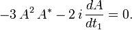 -3\, A^2\, A^\ast - 2\, i\, \frac{dA}{dt_1} = 0.