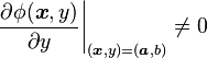 \left.\frac{\partial \phi(\boldsymbol{x},y)}{\partial y}\right|_{(\boldsymbol{x},y) = (\boldsymbol{a},b)} \neq 0 