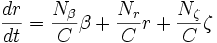 \frac{dr}{dt}=\frac{N_\beta}{C}\beta+\frac{N_r}{C}r+\frac{N_\zeta}{C}\zeta