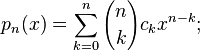 p_n(x) = \sum_{k=0}^n {n \choose k} c_k x^{n-k};