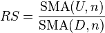 RS = \frac{ \text{SMA}(U,n)} {\text{SMA}(D,n)}
