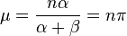 
\mu = \frac{n\alpha}{\alpha+\beta}=n\pi
\!