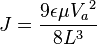 J=\frac{9{\epsilon}{\mu}{V_a}^{2}}{8{L}^3}