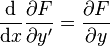 \frac{\mathrm{d}}{\mathrm{d}x}\frac{\partial F}{\partial y'}=\frac{\partial F}{\partial y}