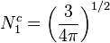 N_1^c = \left(\frac{3}{4\pi}\right)^{1/2}