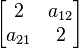 \left [\begin{matrix}2&a_{12}\\a_{21}&2\end{matrix}\right ]