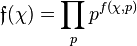 \mathfrak{f}(\chi) = \prod_p p^{f(\chi,p)}