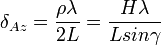 \delta_{Az} = \frac{\rho \lambda}{2 L} = \frac{H \lambda}{L sin\gamma}