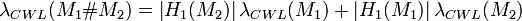 \lambda_{CWL}(M_1\#M_2)=\left\vert H_1(M_2)\right\vert\lambda_{CWL}(M_1)+\left\vert H_1(M_1)\right\vert\lambda_{CWL}(M_2)