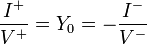 \frac{I^+}{V^+} = Y_0 = -\frac{I^-}{V^-}