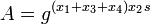 A = g^{(x_1 + x_3 + x_4) x_2 s}