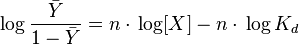 
\log \frac{\bar{Y}}{1-\bar{Y}} = n\cdot{}\log [X] - n\cdot{}\log K_d
