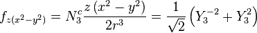 f_{z(x^2-y^2)} = N_3^c \frac{z \left( x^2 - y^2 \right)}{2 r^3} = \frac{1}{\sqrt{2}}\left(Y_3^{-2}+Y_3^2\right)