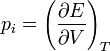 p_i=\left(\frac{\partial E}{\partial V}\right)_T\,