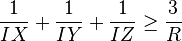 \frac{1}{IX}+\frac{1}{IY}+\frac{1}{IZ} \geq \frac{3}{R}