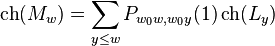 \operatorname{ch}(M_w)=\sum_{y\le w}P_{w_0w,w_0y}(1)\operatorname{ch}(L_y)