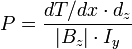 P=\frac{dT/dx\cdot d_z}{|B_z|\cdot I_y}