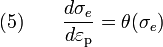 \text{(5)} \qquad 
  \frac{d\sigma_e}{d\varepsilon_{\rm{p}}} = \theta(\sigma_e)
