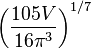 \left(\frac{105V}{16\pi^3}\right)^{1/7}