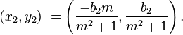 \left( x_2,y_2 \right)\ = \left( \frac{-b_2m}{m^2+1},\frac{b_2}{m^2+1} \right).