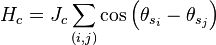 H_c = J_c\sum_{(i,j)} \cos \left( \theta_{s_i} - \theta_{s_j} \right)