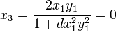 x_3 = \frac{2x_1y_1}{1+dx_1^2y_1^2} = 0