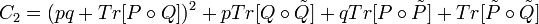 C_2 = (pq + Tr[P\circ Q])^2 + p Tr[Q\circ \tilde{Q}]+q Tr[P\circ \tilde{P}]+Tr[\tilde{P}\circ \tilde{Q}] 