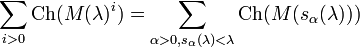 \sum_{i>0}\text{Ch}(M(\lambda)^i) = \sum_{\alpha>0, s_\alpha(\lambda)<\lambda}\text{Ch}(M(s_\alpha(\lambda)))