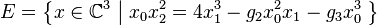 E = \left\{ x \in \mathbb{C}^3 \right. \left\vert \; x_0x_2^2=4x_1^3-g_2x_0^2x_1-g_3x_0^3 \; \right\}